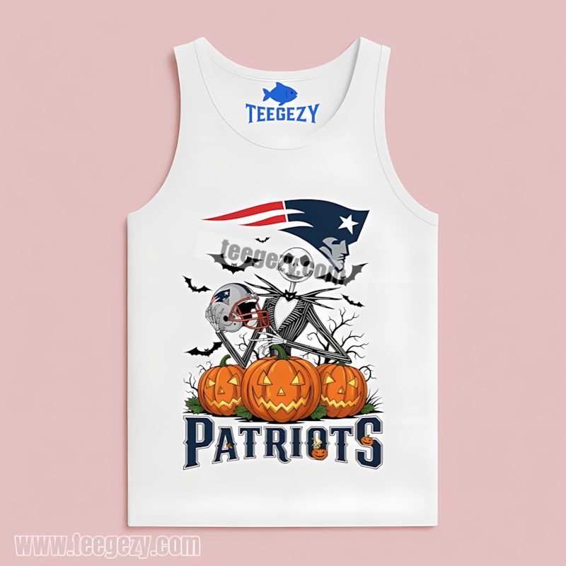 New England Patriots Halloween Jack Skellington Pumpkin Tanktop New England Patriots Halloween Jack Skellington Pumpkin Tanktop