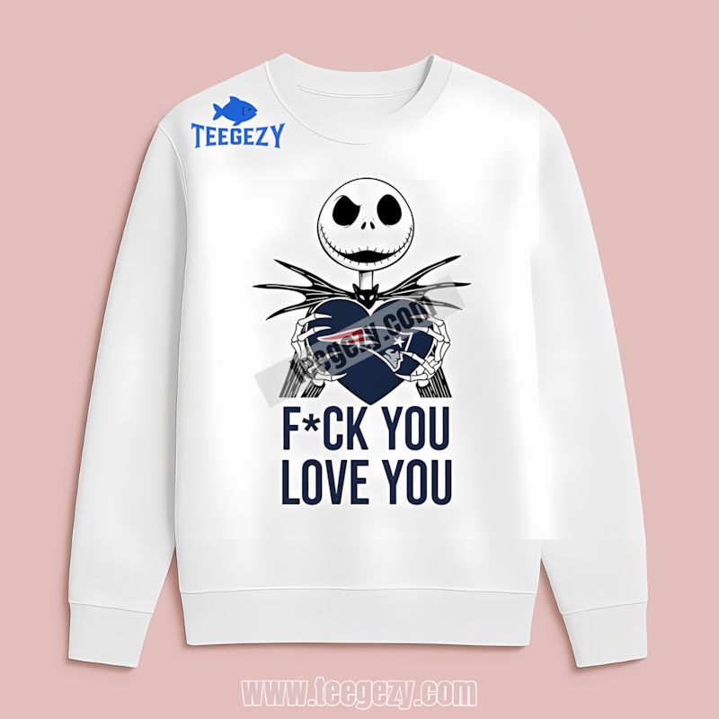 New England Patriots Jack Skellington Heart Theme Long Sleeve New England Patriots Jack Skellington Heart Theme Long Sleeve