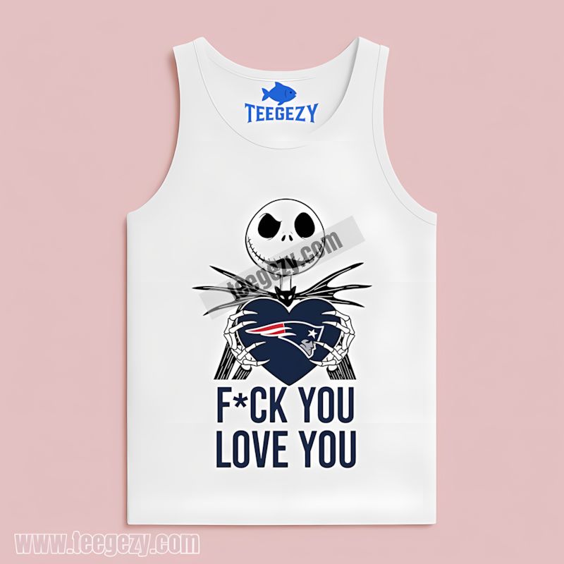 New England Patriots Jack Skellington Heart Theme Tanktop New England Patriots Jack Skellington Heart Theme Tanktop