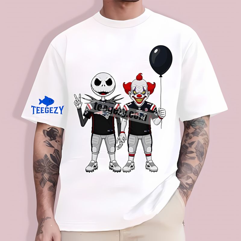 New England Patriots Jack Skellington Pennywise Casual T-Shirt New England Patriots Jack Skellington Pennywise Casual T-Shirt