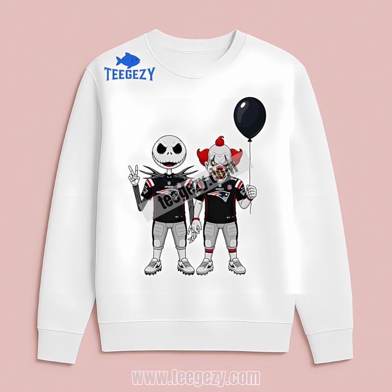 New England Patriots Jack Skellington Pennywise Casual Long Sleeve New England Patriots Jack Skellington Pennywise Casual Long Sleeve