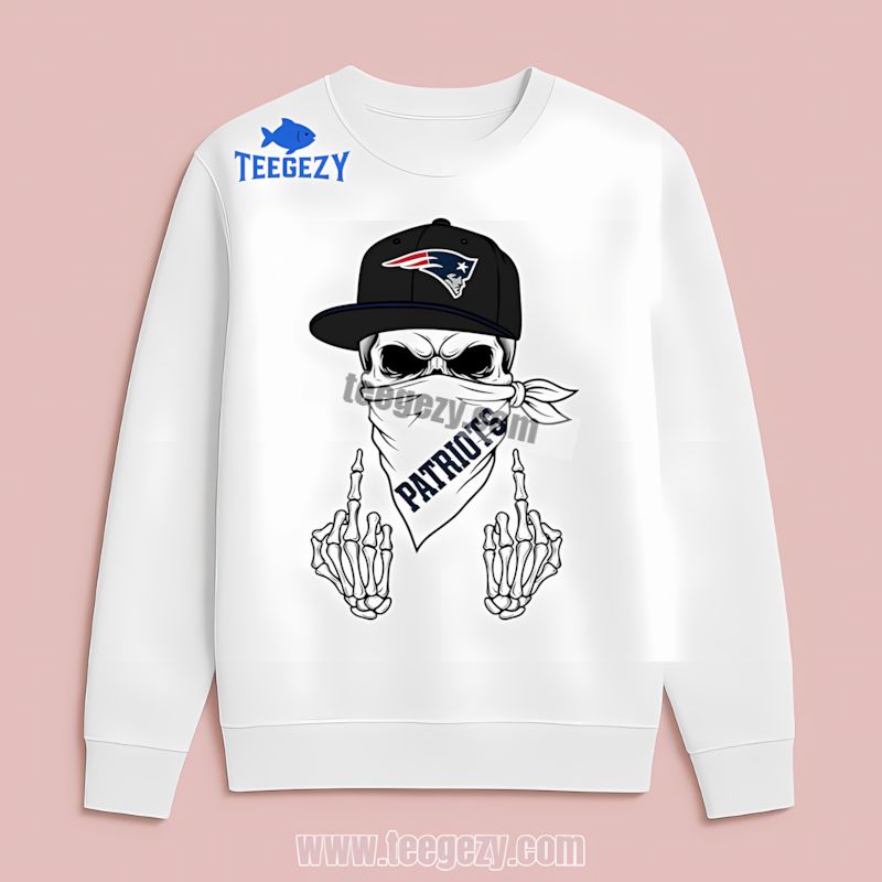 New England Patriots Skull Bandana Graphic Casual Long Sleeve New England Patriots Skull Bandana Graphic Casual Long Sleeve