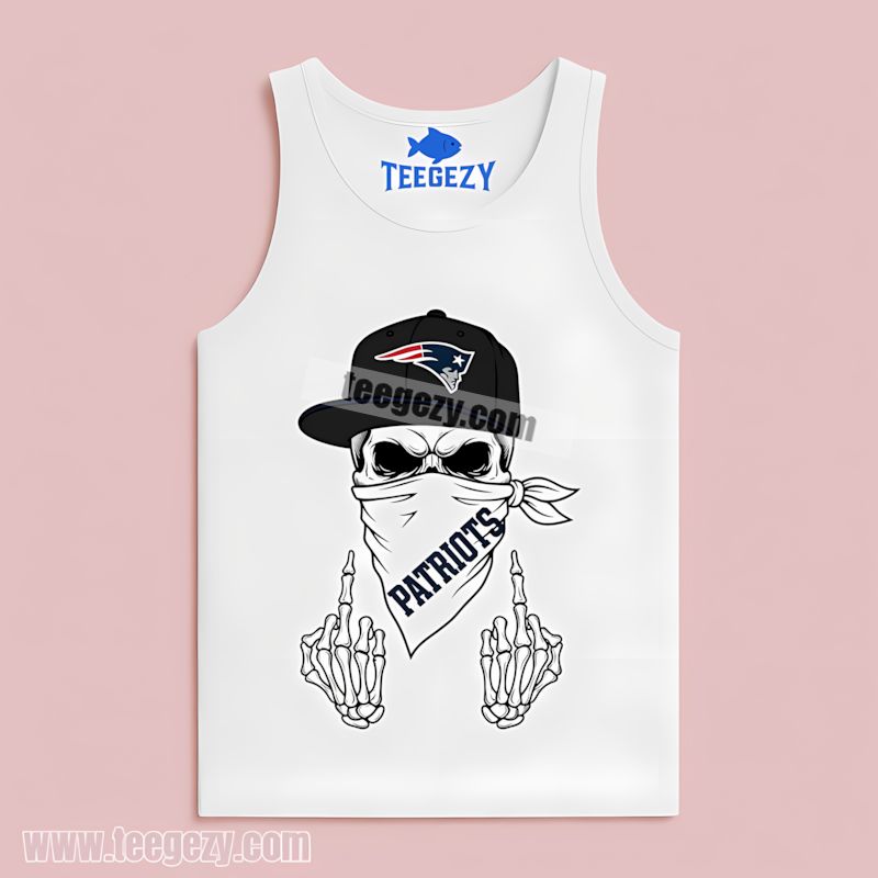New England Patriots Skull Bandana Graphic Casual Tanktop New England Patriots Skull Bandana Graphic Casual Tanktop