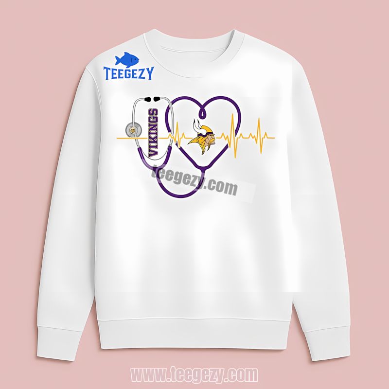Nurse Heartbeat Design Minnesota Vikings Funny Long Sleeve Nurse Heartbeat Design Minnesota Vikings Funny Long Sleeve
