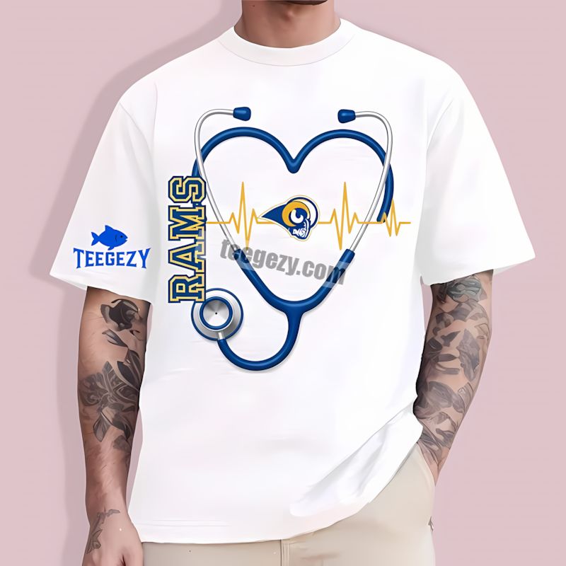 Nurse Heartbeat Graphic Los Angeles Rams Trendy T-Shirt Nurse Heartbeat Graphic Los Angeles Rams Trendy T-Shirt