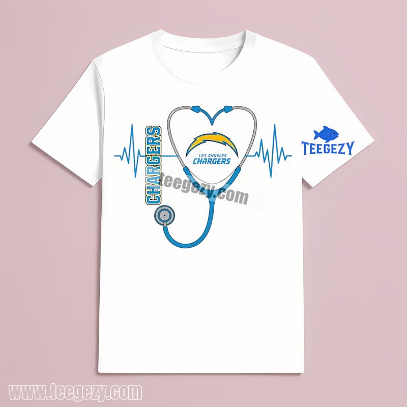 Nurse Heartbeat Style Los Angeles Chargers Vintage T-Shirt Nurse Heartbeat Style Los Angeles Chargers Vintage T-Shirt