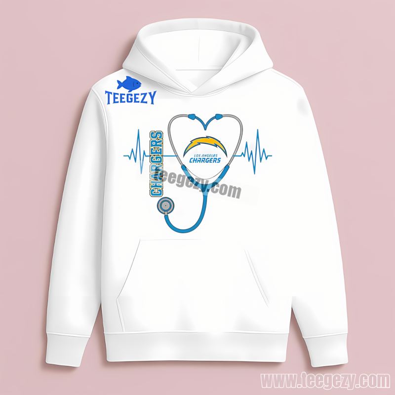 Nurse Heartbeat Style Los Angeles Chargers Vintage Hoodie Nurse Heartbeat Style Los Angeles Chargers Vintage Hoodie