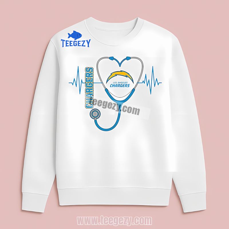 Nurse Heartbeat Style Los Angeles Chargers Vintage Long Sleeve Nurse Heartbeat Style Los Angeles Chargers Vintage Long Sleeve