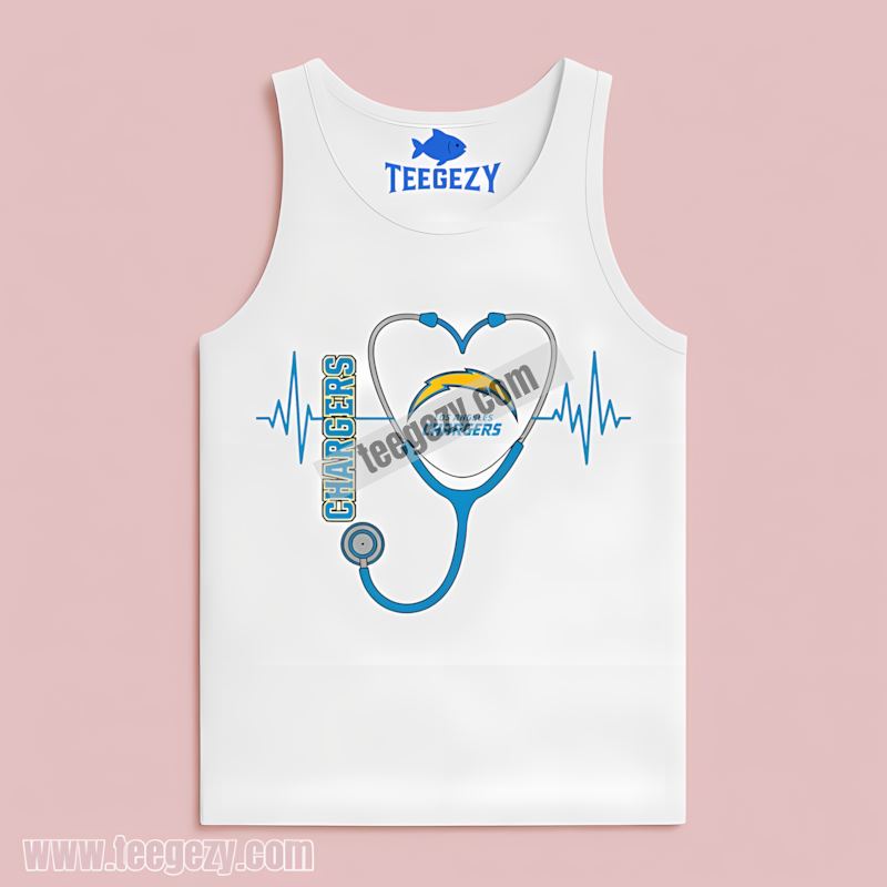 Nurse Heartbeat Style Los Angeles Chargers Vintage Tanktop Nurse Heartbeat Style Los Angeles Chargers Vintage Tanktop