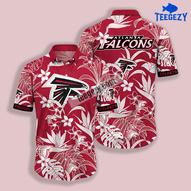 Palm Plumeria Red Atlanta Falcons Hawaiian Button Down Palm Plumeria Red Atlanta Falcons Hawaiian Button Down