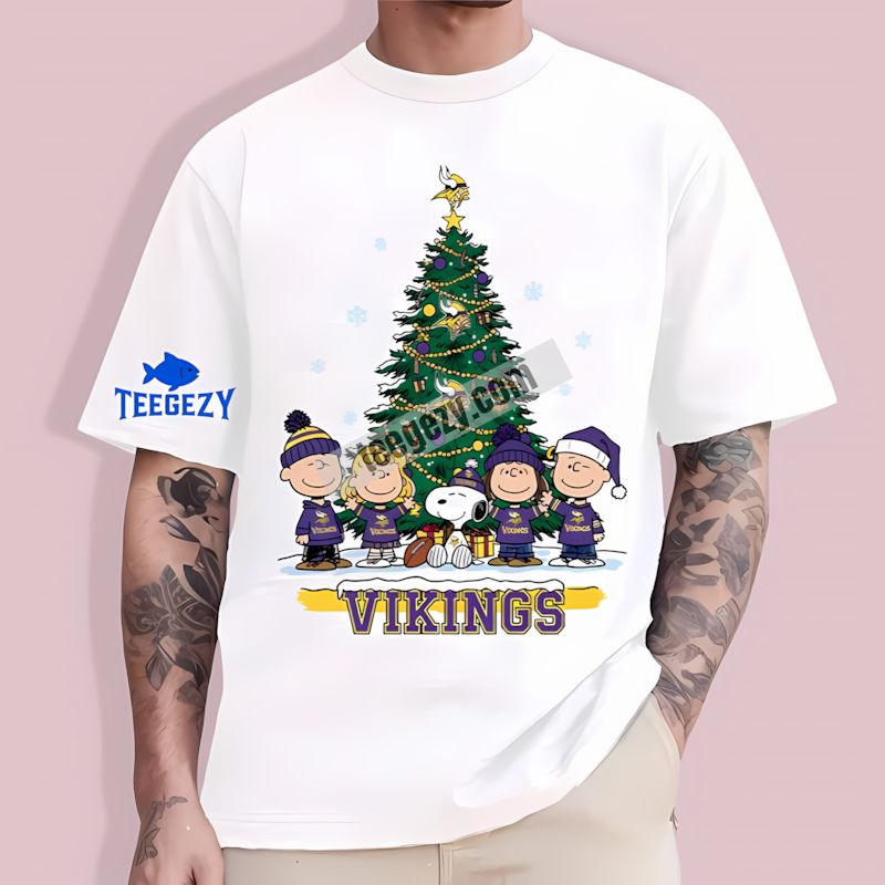 Peanuts Christmas Womens Minnesota Vikings Holiday T-Shirt Peanuts Christmas Womens Minnesota Vikings Holiday T-Shirt