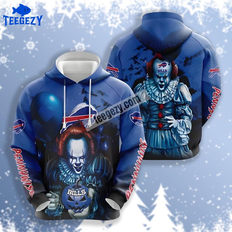 Pennywise Pumpkin Halloween Buffalo Bills Blue 3D Fashion Hoodie Pennywise Pumpkin Halloween Buffalo Bills Blue 3D Fashion Hoodie