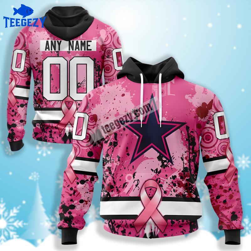 Personalized Breast Cancer Dallas Cowboys Pink 3D Graphic Hoodie Personalized Breast Cancer Dallas Cowboys Pink 3D Graphic Hoodie