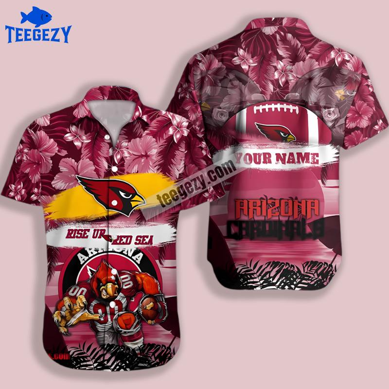 Personalized Mascot Tropical Red Arizona Cardinals Hawaiian Shirt Style Personalized Mascot Tropical Red Arizona Cardinals Hawaiian Shirt Style