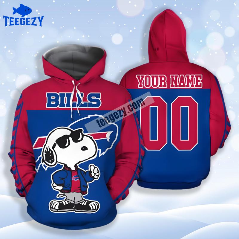 Personalized Snoopy Buffalo Bills Red Blue 3D Hoodie Printing Personalized Snoopy Buffalo Bills Red Blue 3D Hoodie Printing