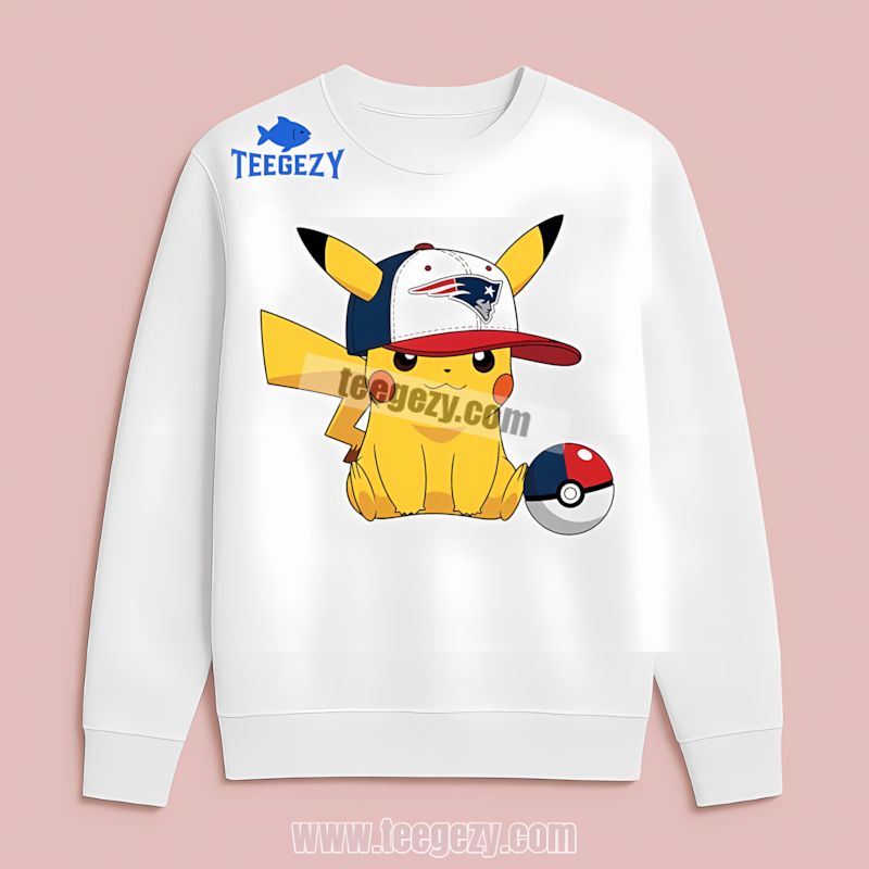 Pikachu Patriots Hat Graphic New England Patriots Mens Graphic Long Sleeve Pikachu Patriots Hat Graphic New England Patriots Mens Graphic Long Sleeve