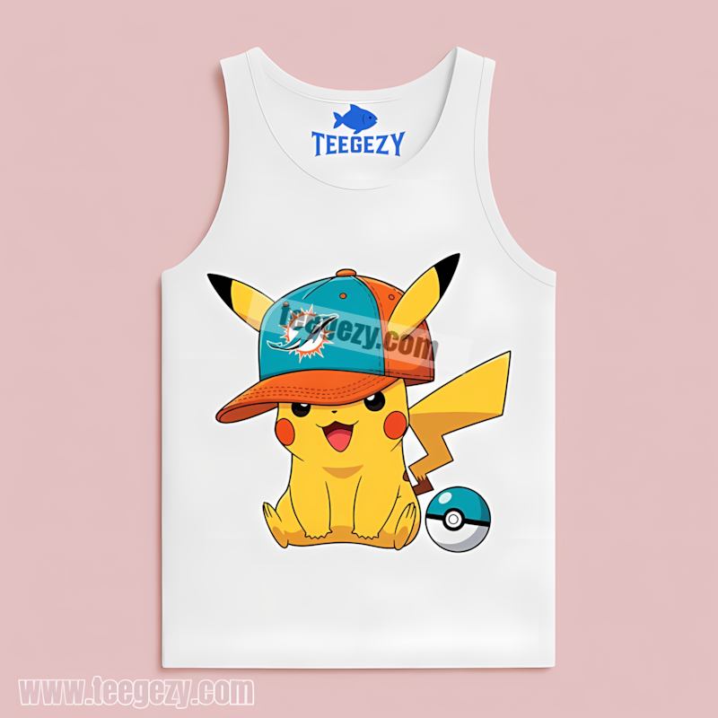 Pikachu Wearing Miami Dolphins Hat Regular Tanktop Pikachu Wearing Miami Dolphins Hat Regular Tanktop