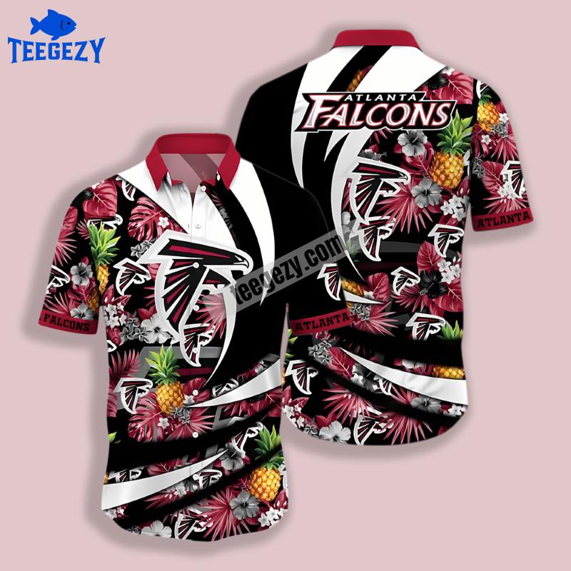 Pineapple Red Black Atlanta Falcons Hawaiian Button Up Pineapple Red Black Atlanta Falcons Hawaiian Button Up