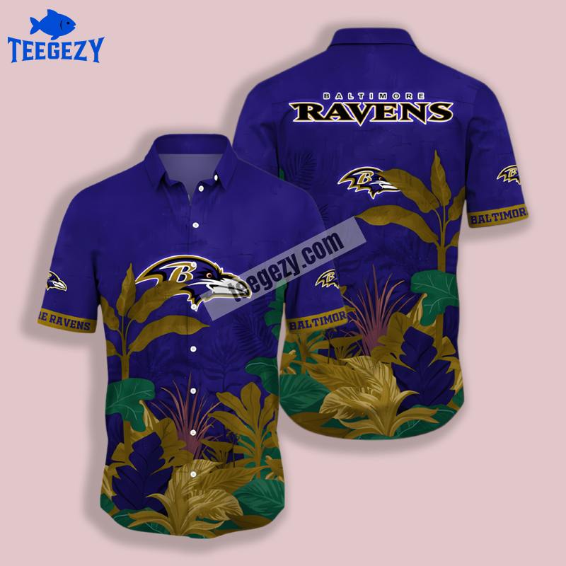 Purple Banana Tree Baltimore Ravens Hawaiian Button Down Purple Banana Tree Baltimore Ravens Hawaiian Button Down