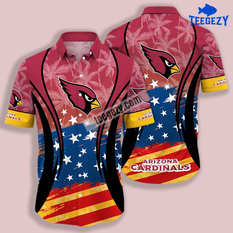 Red Blue America Flag Arizona Cardinals Real Hawaiian Shirt Red Blue America Flag Arizona Cardinals Real Hawaiian Shirt