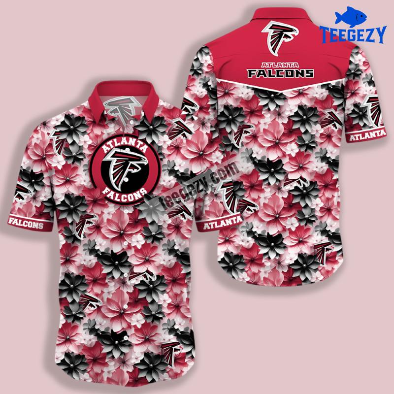 Red Dahlia Flowers Atlanta Falcons Quality Hawaiian Shirt Red Dahlia Flowers Atlanta Falcons Quality Hawaiian Shirt