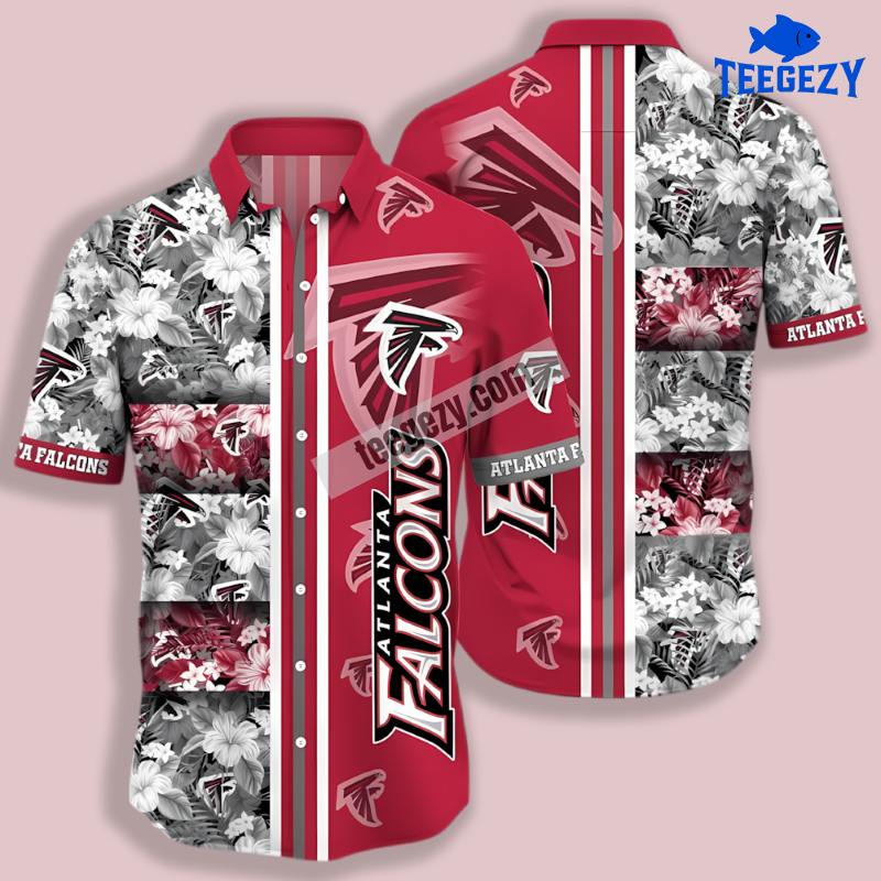 Red Hibiscus Floral Atlanta Falcons Hawaiian Outfit Male Red Hibiscus Floral Atlanta Falcons Hawaiian Outfit Male