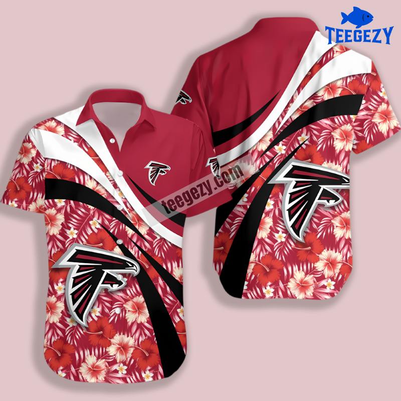 Red Tropical Hibiscus Atlanta Falcons Aloha Shirt Mens Red Tropical Hibiscus Atlanta Falcons Aloha Shirt Mens