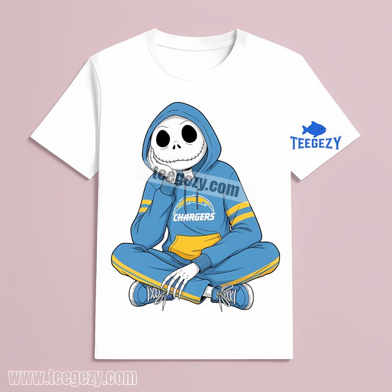 Relaxed Jack Skellington Wearing Los Angeles Chargers Hoodie Vintage T-Shirt Relaxed Jack Skellington Wearing Los Angeles Chargers Hoodie Vintage T-Shirt