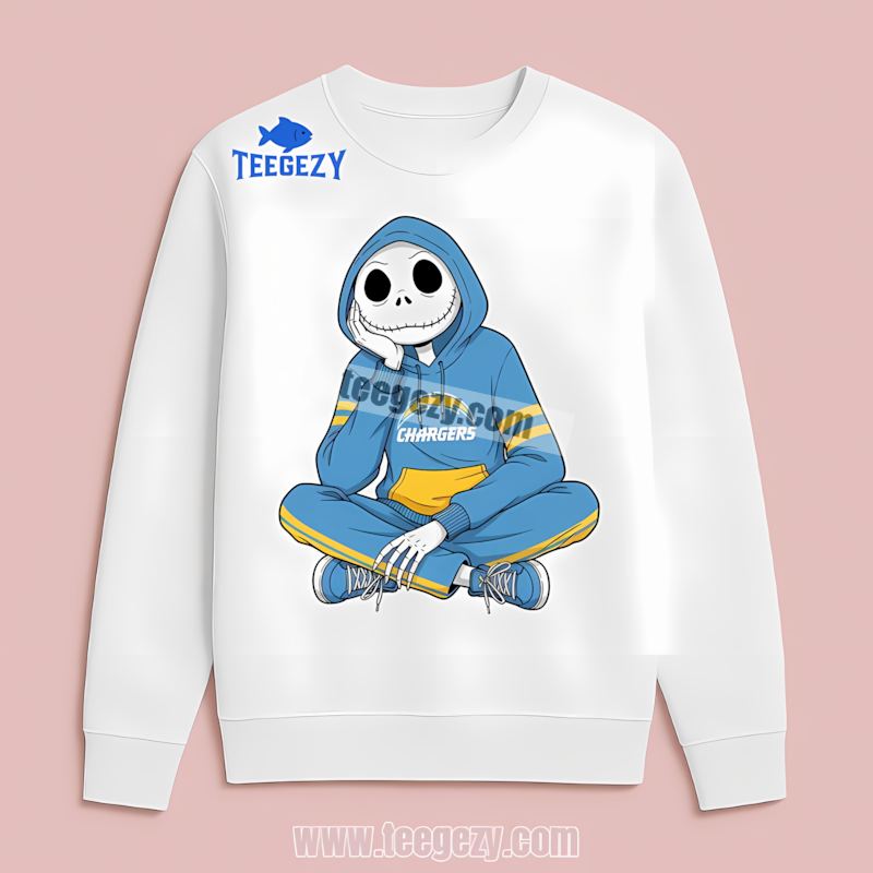 Relaxed Jack Skellington Wearing Los Angeles Chargers Hoodie Vintage Long Sleeve Relaxed Jack Skellington Wearing Los Angeles Chargers Hoodie Vintage Long Sleeve