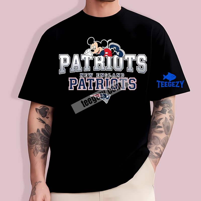 Relaxed Mickey Style New England Patriots Printed T-Shirt Relaxed Mickey Style New England Patriots Printed T-Shirt