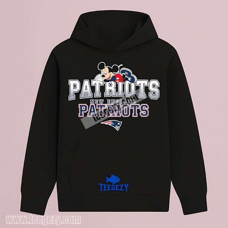 Relaxed Mickey Style New England Patriots Printed Hoodie Relaxed Mickey Style New England Patriots Printed Hoodie