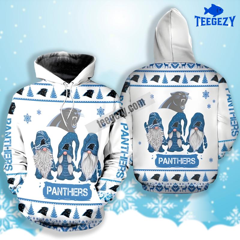 Santa Gnomes Carolina Panthers 3D Hoodie Pullover Blue White