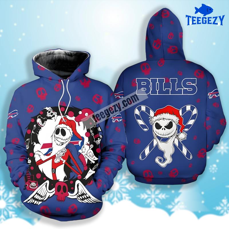 Santa Jack Skellington Christmas Buffalo Bills Blue 3D Men Hoodie Santa Jack Skellington Christmas Buffalo Bills Blue 3D Men Hoodie