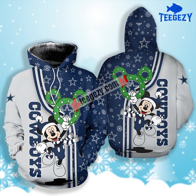 Santa Mickey Mouse Christmas Jack Skellington Blue 3D Cool Hoodie