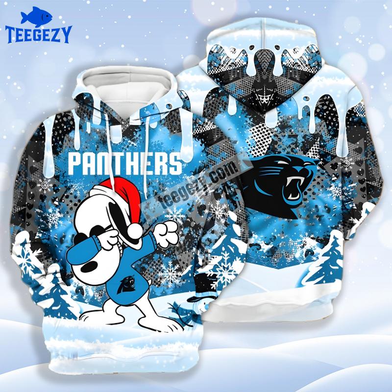 Santa Snoopy Carolina Panthers Blue White 3D Zip Up Hoodie Santa Snoopy Carolina Panthers Blue White 3D Zip Up Hoodie
