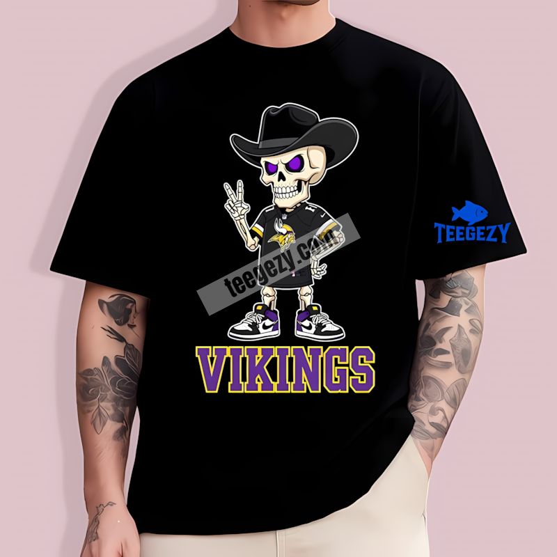 Skeleton Cowboy Art Minnesota Vikings Statement T-Shirt Skeleton Cowboy Art Minnesota Vikings Statement T-Shirt