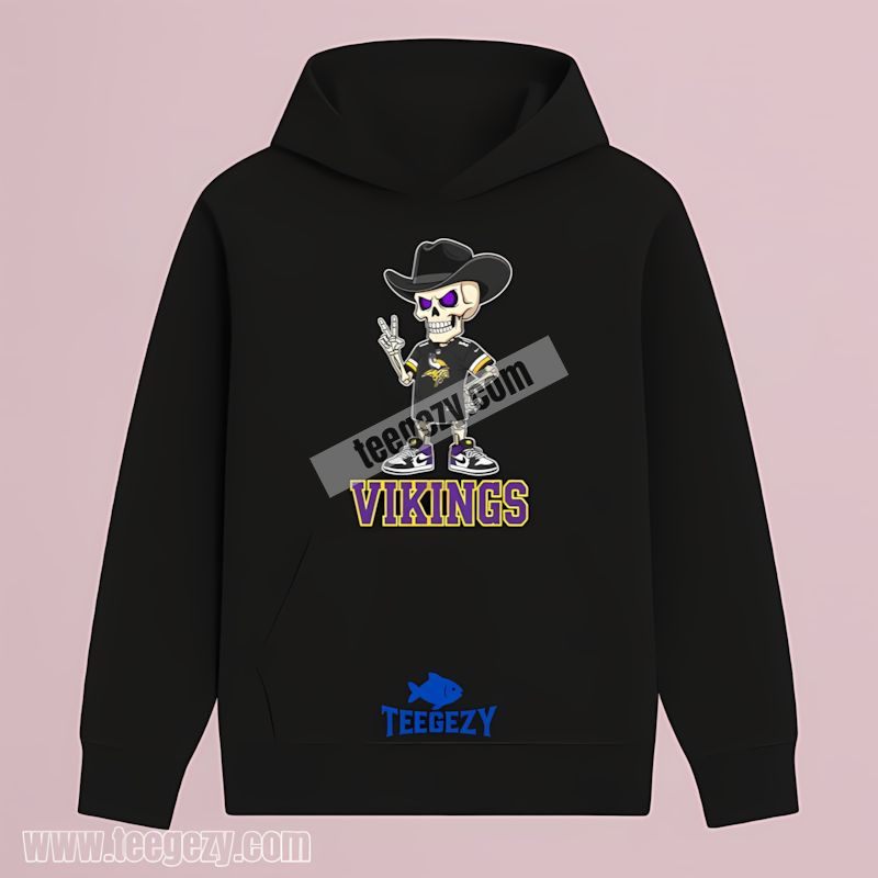 Skeleton Cowboy Art Minnesota Vikings Statement Hoodie Skeleton Cowboy Art Minnesota Vikings Statement Hoodie