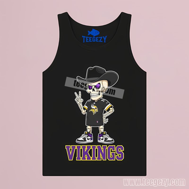 Skeleton Cowboy Art Minnesota Vikings Statement Tanktop Skeleton Cowboy Art Minnesota Vikings Statement Tanktop