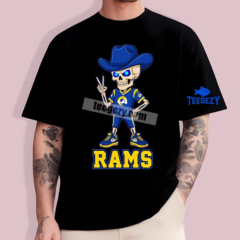 Skeleton Cowboy Design Los Angeles Rams T-Shirt Skeleton Cowboy Design Los Angeles Rams T-Shirt