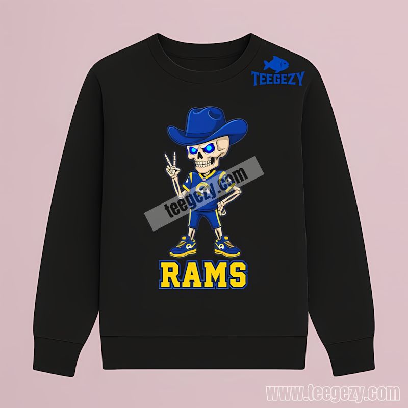 Skeleton Cowboy Design Los Angeles Rams Long Sleeve Skeleton Cowboy Design Los Angeles Rams Long Sleeve