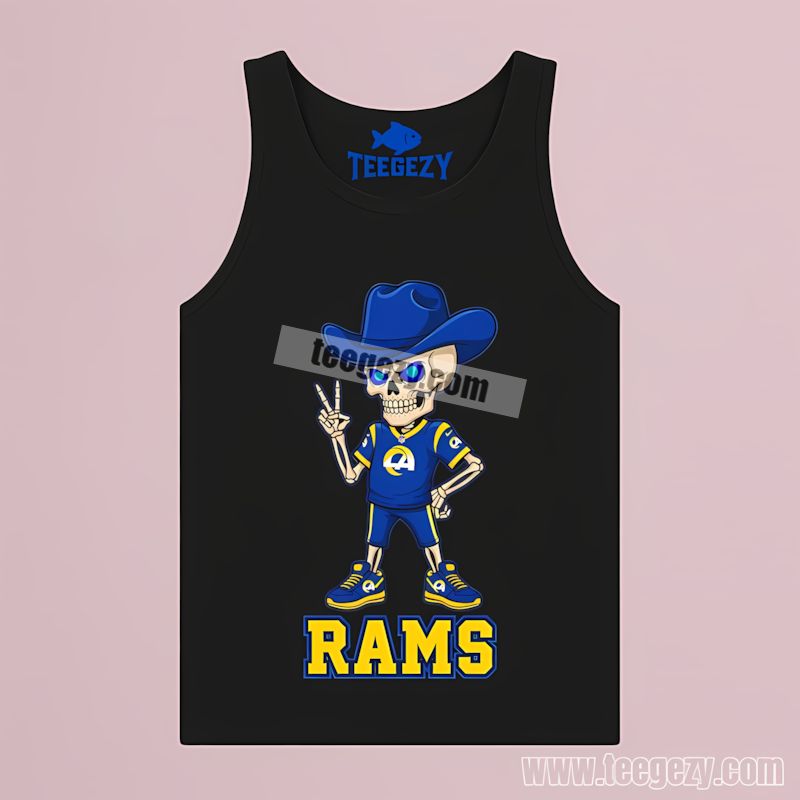 Skeleton Cowboy Design Los Angeles Rams Tanktop Skeleton Cowboy Design Los Angeles Rams Tanktop