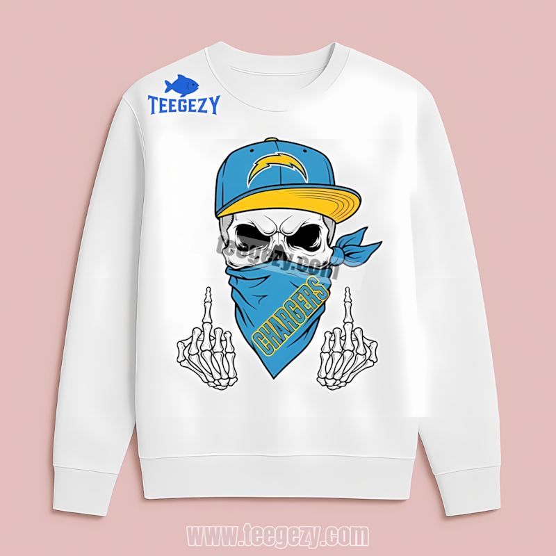 Skull Bandana Graphic Los Angeles Chargers Trendy Long Sleeve Skull Bandana Graphic Los Angeles Chargers Trendy Long Sleeve