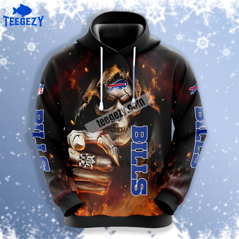 Skull Black Blue Buffalo Bills 3D Design Hoodie Skull Black Blue Buffalo Bills 3D Design Hoodie