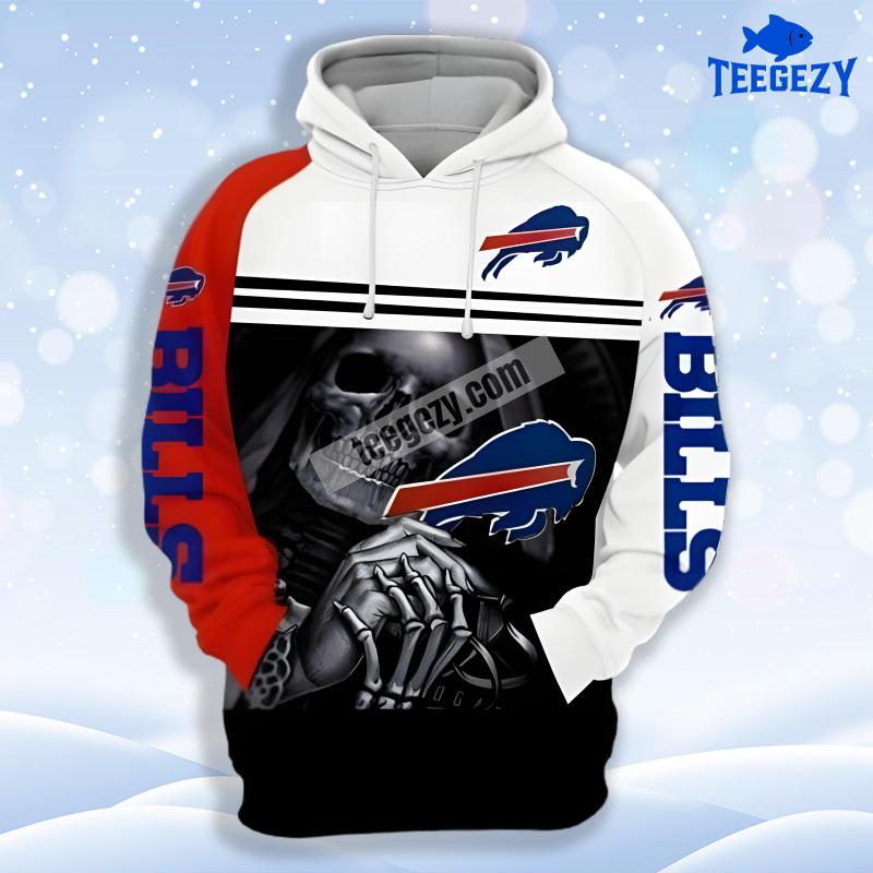 Skull Black White Buffalo Bills Blue 3D Dad Mom Hoodie Skull Black White Buffalo Bills Blue 3D Dad Mom Hoodie