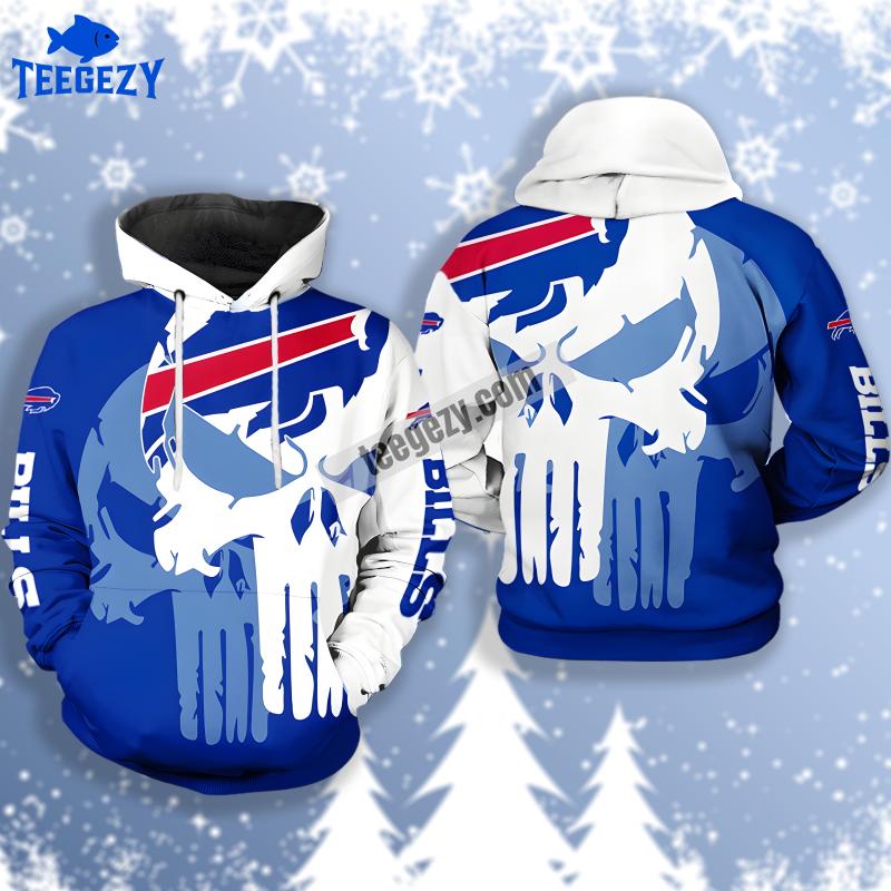 Skull Blue White Buffalo Bills 3D Womens Hoodie Skull Blue White Buffalo Bills 3D Womens Hoodie