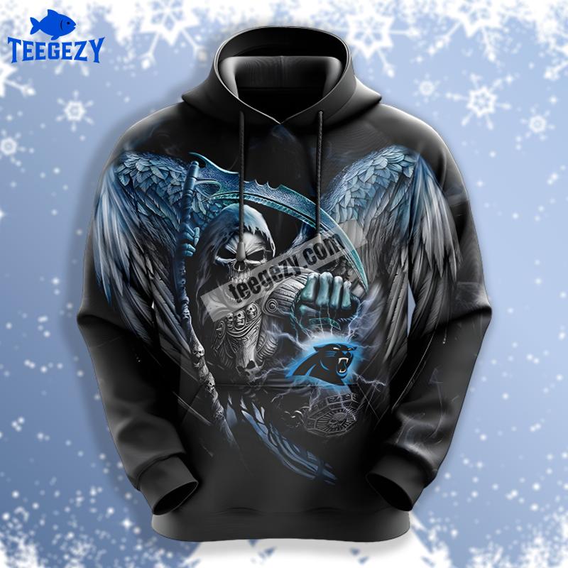 Skull Carolina Panthers Black 3D Design Hoodie Skull Carolina Panthers Black 3D Design Hoodie