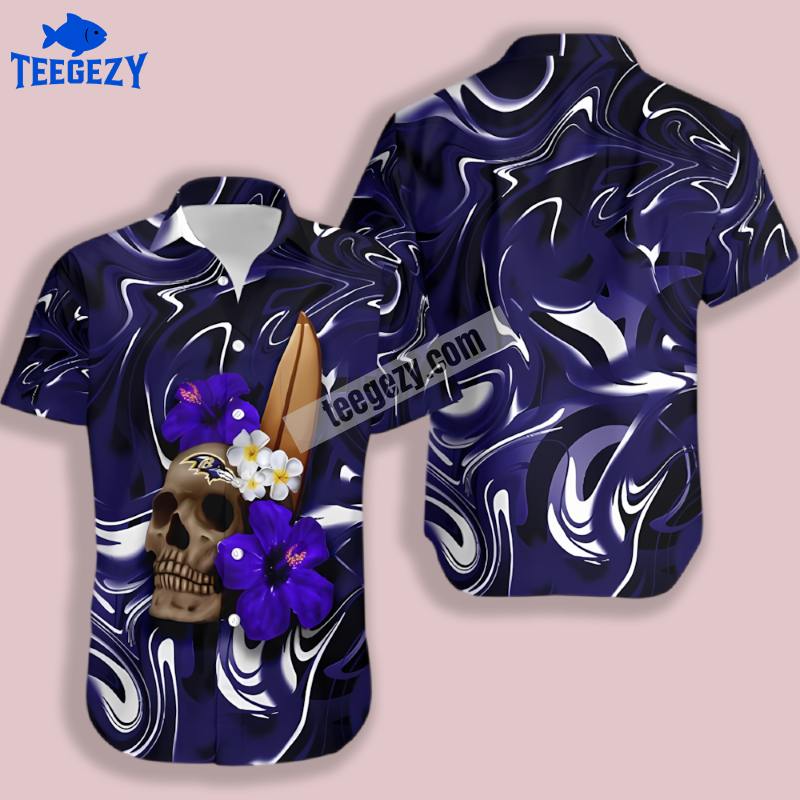 Skull Floral Purple Baltimore Ravens Aloha Shirt Mens Skull Floral Purple Baltimore Ravens Aloha Shirt Mens