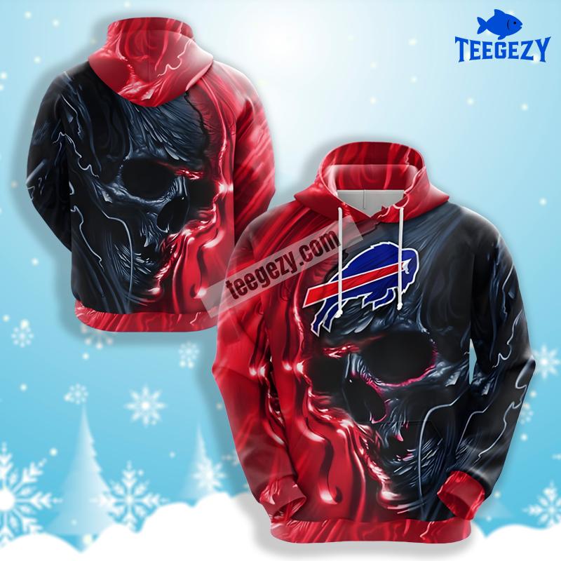 Skull Red Black Buffalo Bills 3D Print Hoodie Skull Red Black Buffalo Bills 3D Print Hoodie