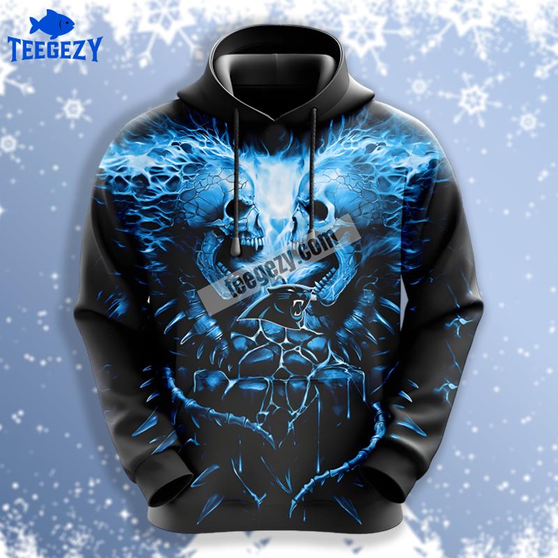 Skull Unleash Carolina Panthers Blue Black 3D Unisex Hoodie Skull Unleash Carolina Panthers Blue Black 3D Unisex Hoodie