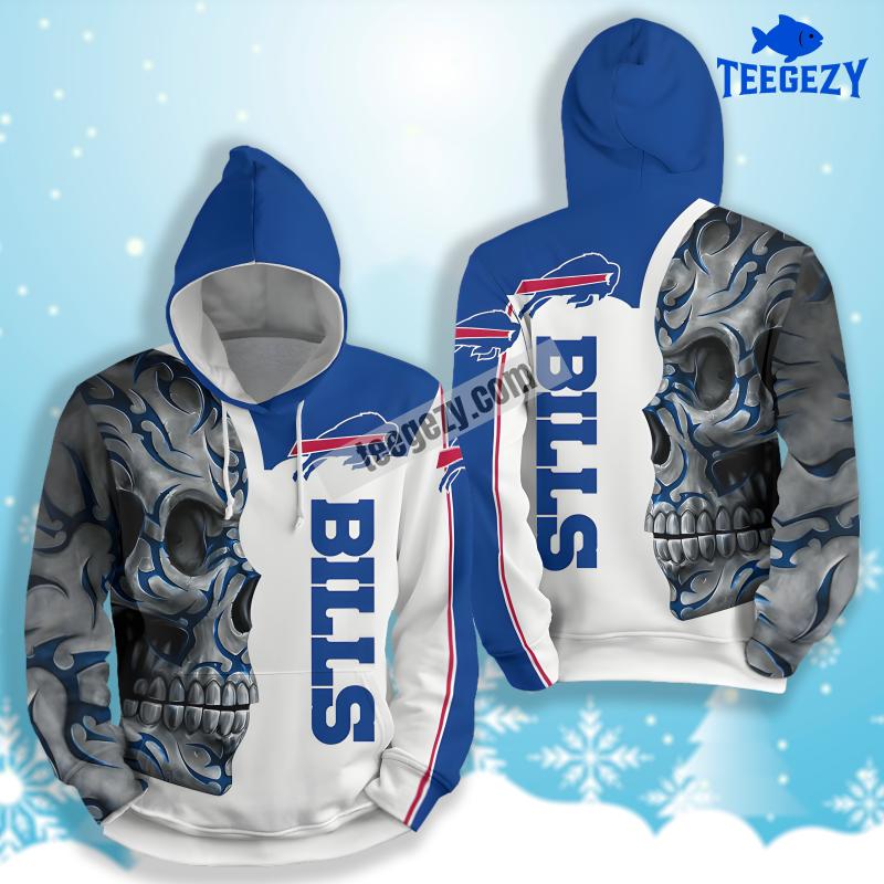 Skull White Blue Buffalo Bills 3D Womens Hoodie Skull White Blue Buffalo Bills 3D Womens Hoodie